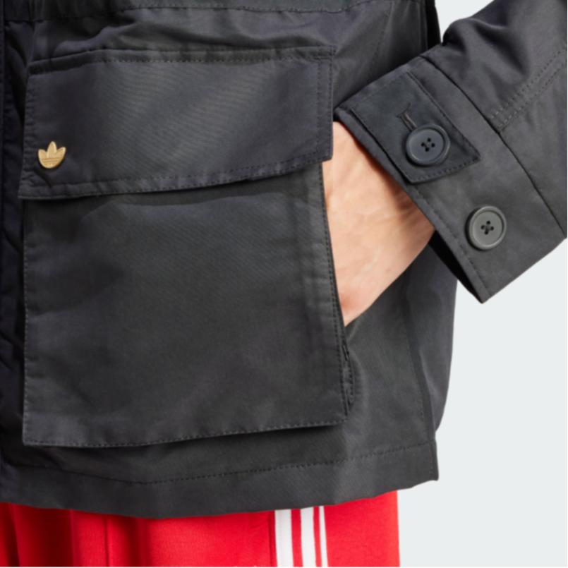 Adidas Originals Premium Jacket Multi-Pocket Sports Hooded Jacket Men Jacket Black IZ3182