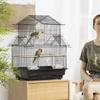 Bird Cage with Carrying Handle and Removable Tray, Metal and Plastic, 50.5x41x63 Cm, Black