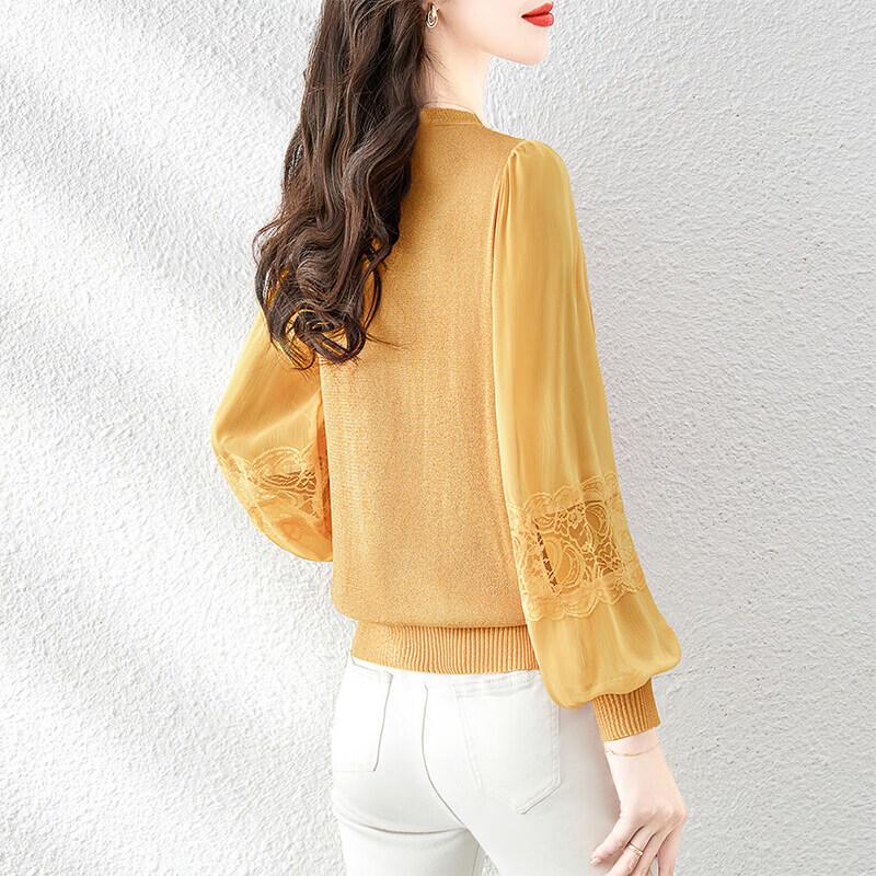 Pulover Tricotat Sibaishe 2025 Toamnă Patchwork Decolteu Rotund Gol