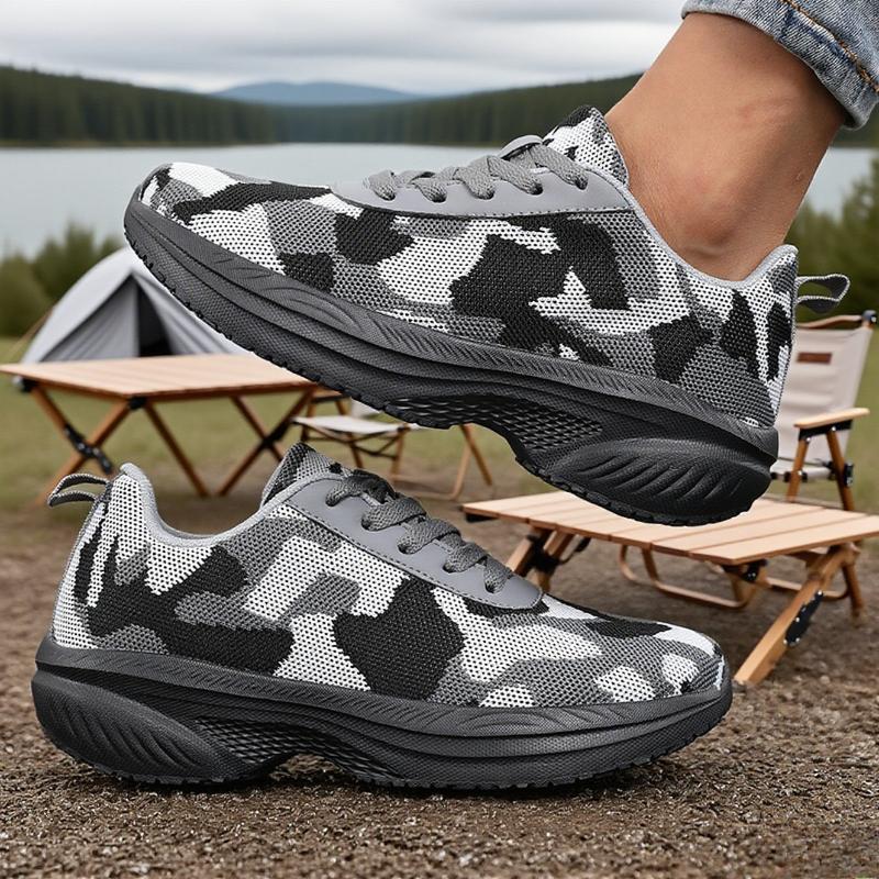 Camouflage Thick Soled Wide Toe Shoes for Women Breathable Comfort Outdoor Camping  Running Shoes Wide Soled Platform Sneakers