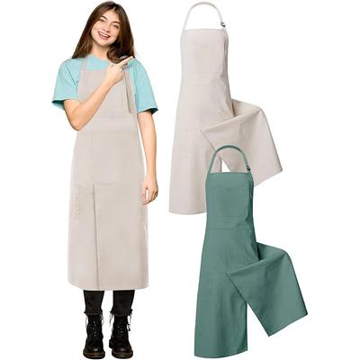 Canvas Long Split-Leg Apron with Adjustable Neck & Tie Straps for Pottery Painting Restaurant Work, Durable Multi-Purpose Design