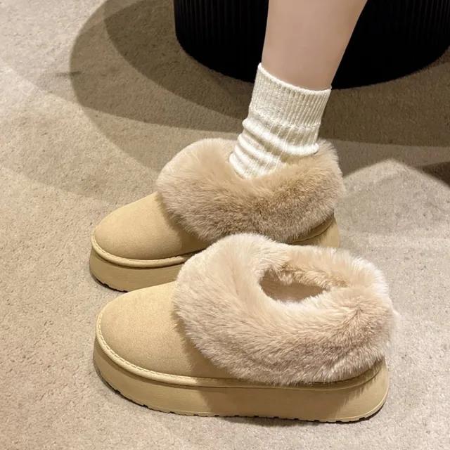 2024 New Warm Boots Women Winter Flats Shoes Short Plush Fur Ankle Snow Boots Casual Shoes Sport Suede