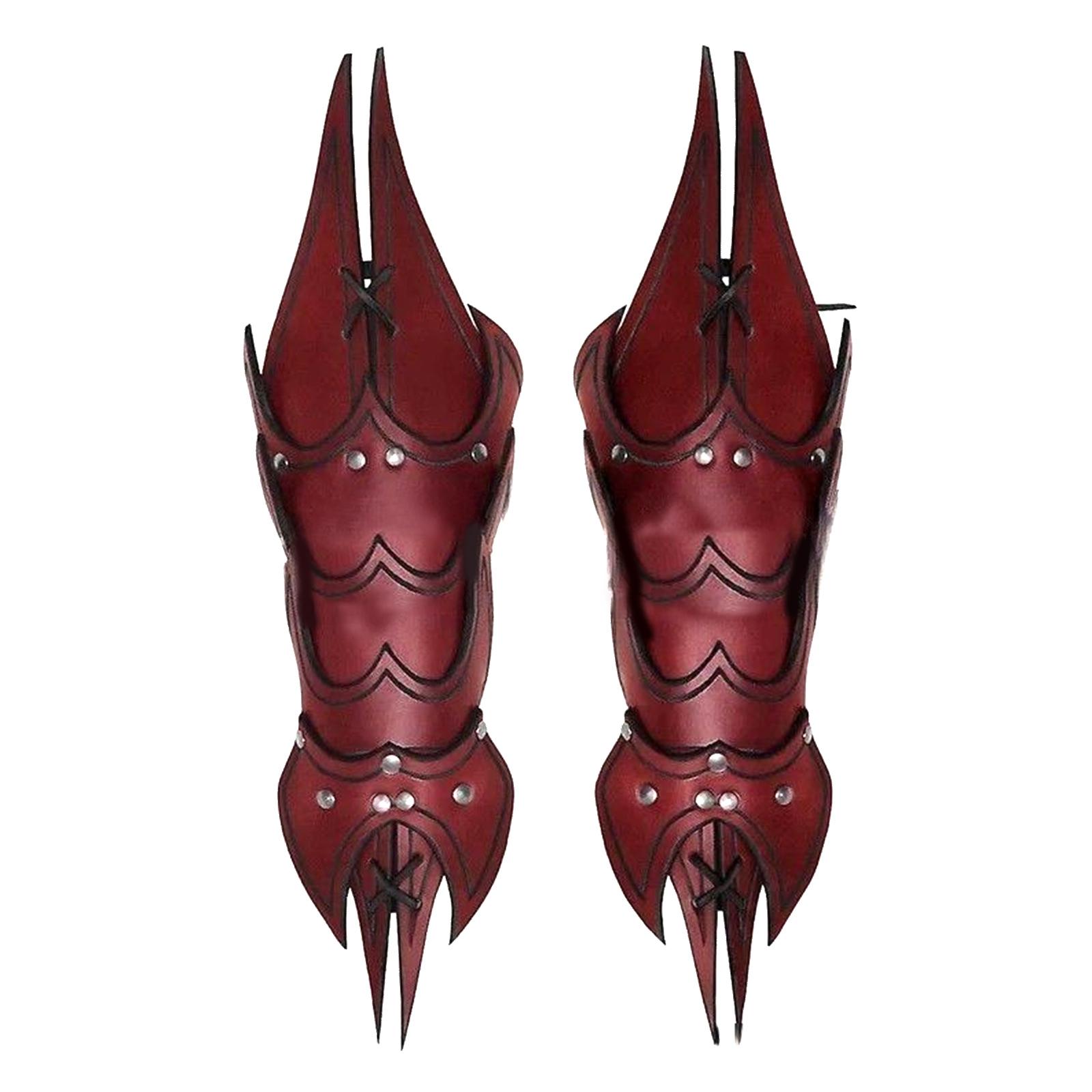 

Косплей Наручи Рыцаря с Декором из Сплавных Клепок Винтажные Наручи Мужские Косплей Регулируемые Наручи Реквизит красный