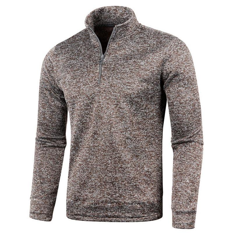 Winter Men's Sweatshirt Placket Zipper Design Solid Color Turtleneck Base Shirt Jacket