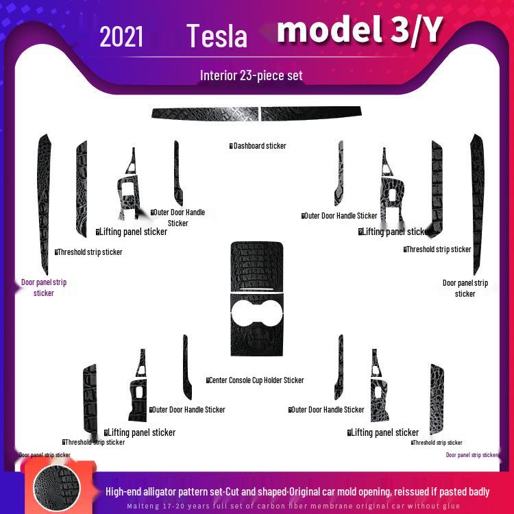 Carbon Fiber Anti-Kick Film for Tesla Model 3/Y (2021) Center Console Interior
