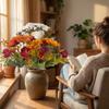 UV Resistant Autumn Sunflower Peony Bouquet Mixed Floral Sunflower Floral Decor  Table Centerpiece