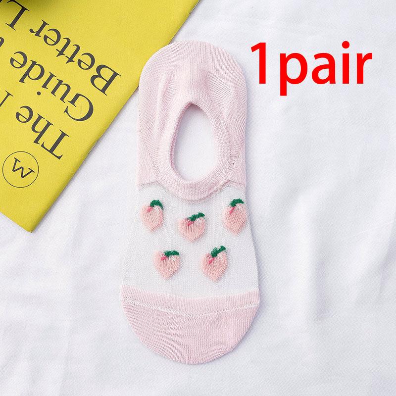 Весна-літо Нові бавовняні жіночі шкарпетки Солодкі скляні шовкові шкарпетки Милі фрукти Невидимі шкарпетки-човни