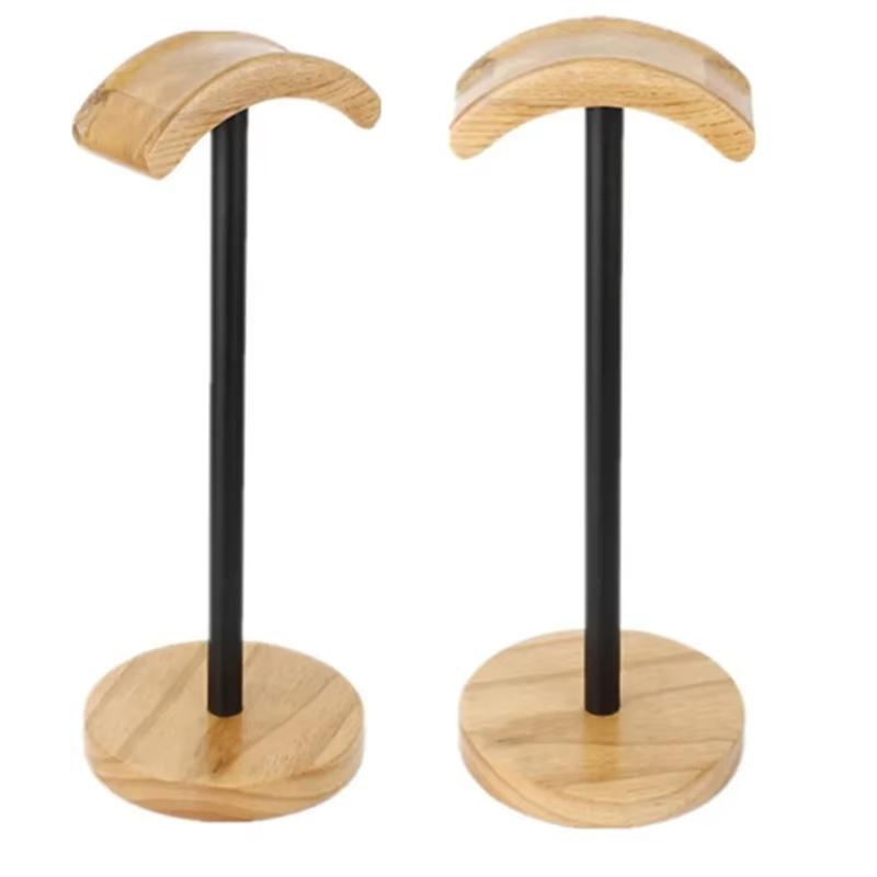 Desktop Gaming Headphone Holder with Sturdy Wood Base Large Contacting Area for Stable Earphone Storage