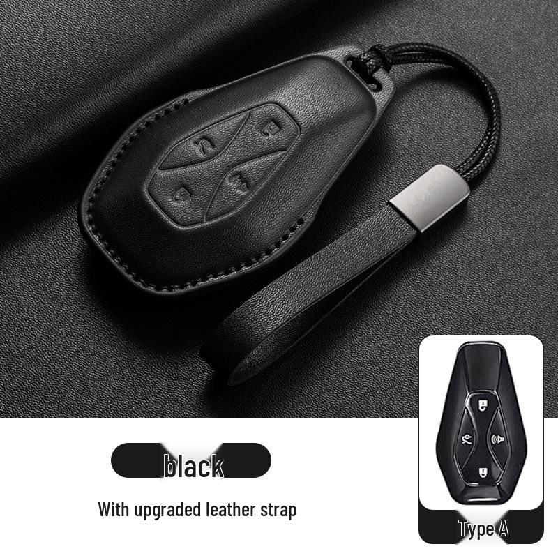 Genuine Leather Key Case for Jihu Alpha S5, Kaola T5, BAIC New Energy ARCFOX Cars
