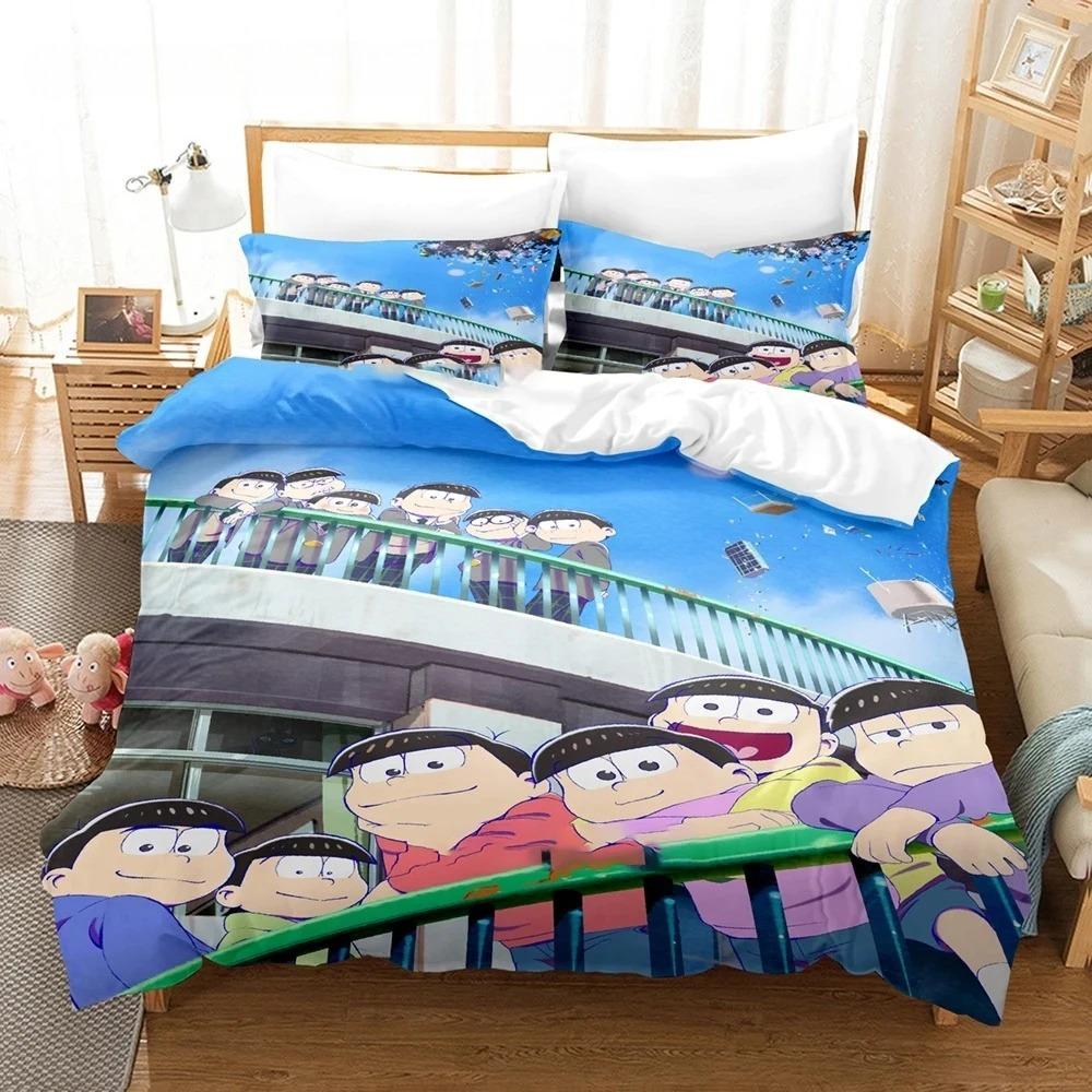 3D Print Anime Bed Sheet Set Osomatsu-san Bedding Set Single Twin Full Queen King Size Bed Set Adult Boy Bedroom Duvetcover Sets
