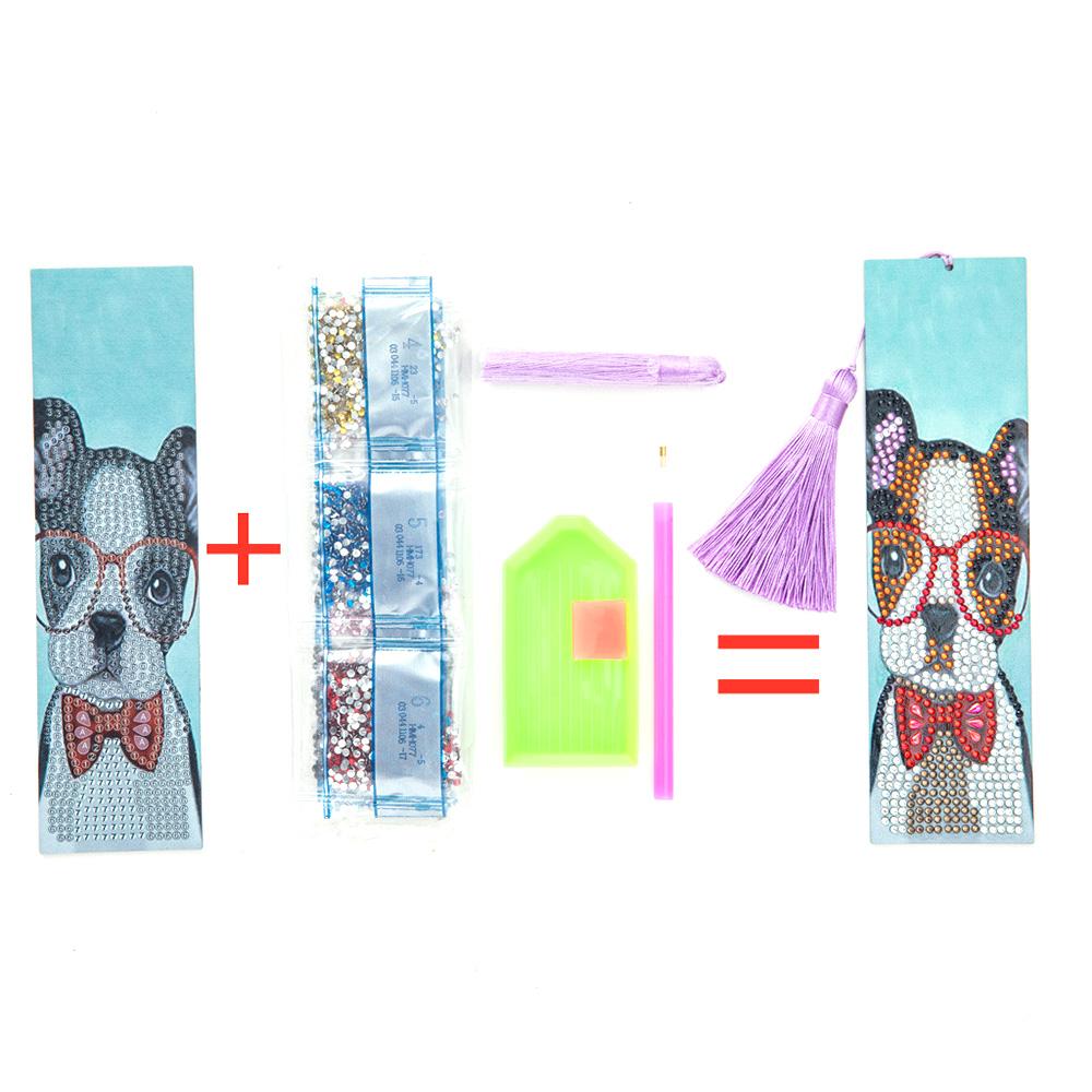 Diamond Painting Bookmarks Dog Diamond Bookmarks for Adults 5D DIY Bookmarks with Tassel Arts Crafts Set Gift