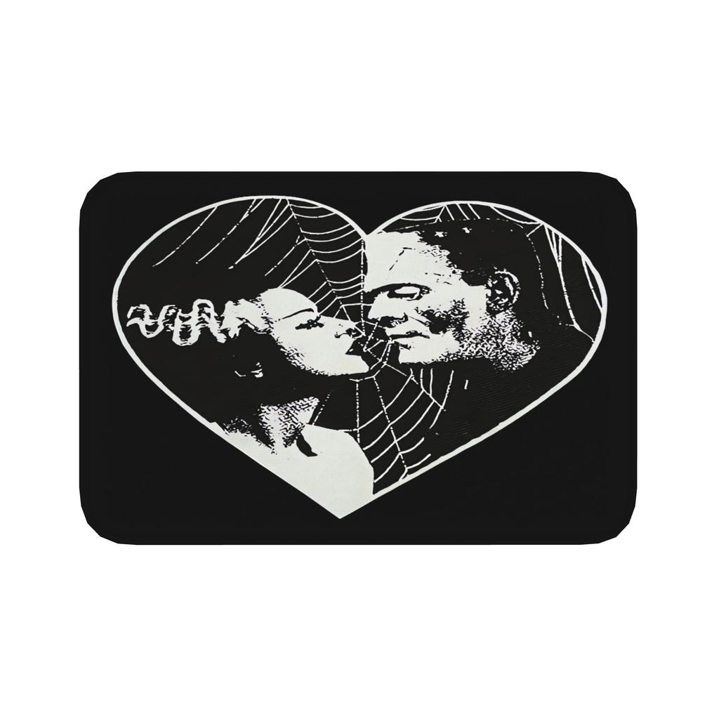 Frankenstein And Bride Gothic Emo Heart Flannel Mat Soft Touch Floor Rug Available in Various Sizes And Washable