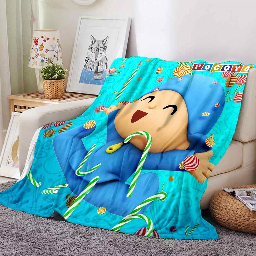 Pocoyo Theme Printed Blanket - Perfect for Couch, Bed, Travel & Outdoor Use | Machine Washable, Cozy & Durable.