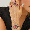 Vintage Jewelry Geometric Silver Alloy Red Ruby Womens Bracelet With Crystallized Design For Travel Gift