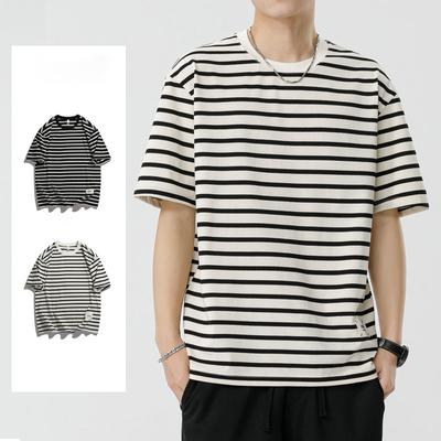 Summer Men's Fashion Lightweight Short-sleeved Striped T-shirt