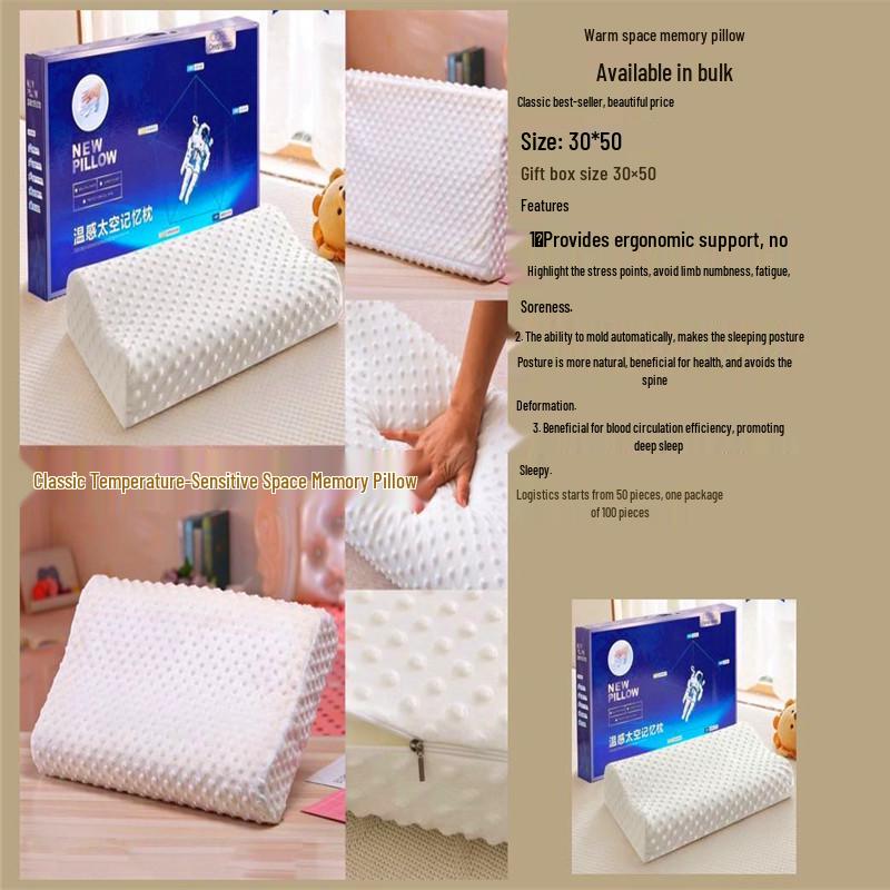 Memory Foam Slow Rebound Neck Support Pillow with White Bubble Design, Gift Box Included