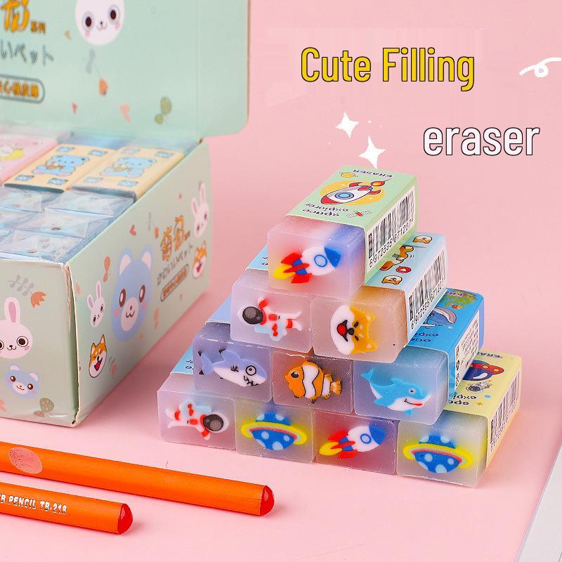 Cute Low-Dust Cartoon Eraser for Kids - Cuttable Sandwich Design for Primary School Art