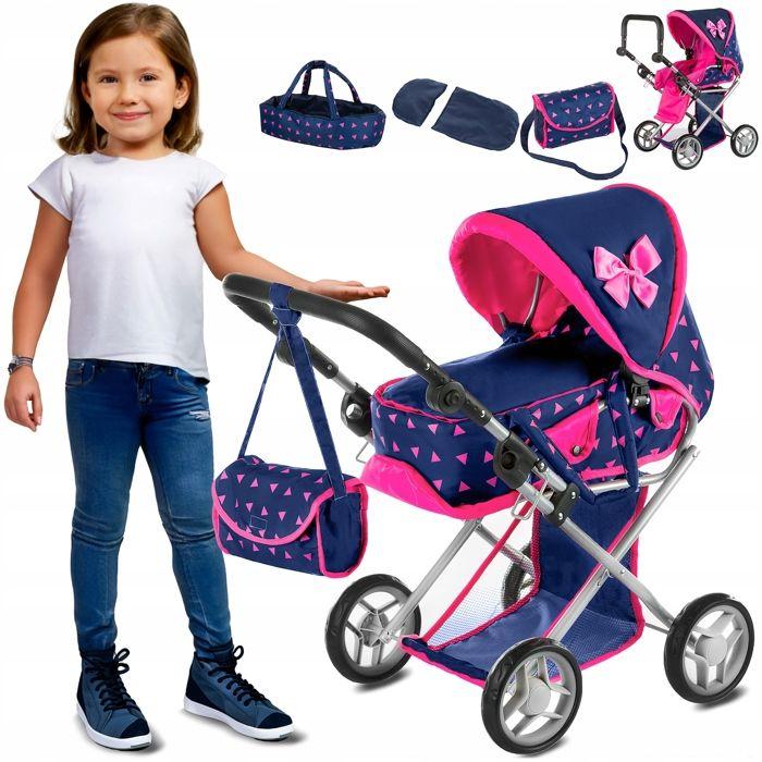 Poussette pour poupée 3 en 1 Kinderplay landau poussette nacelle avec sac et literie (KP0200T)