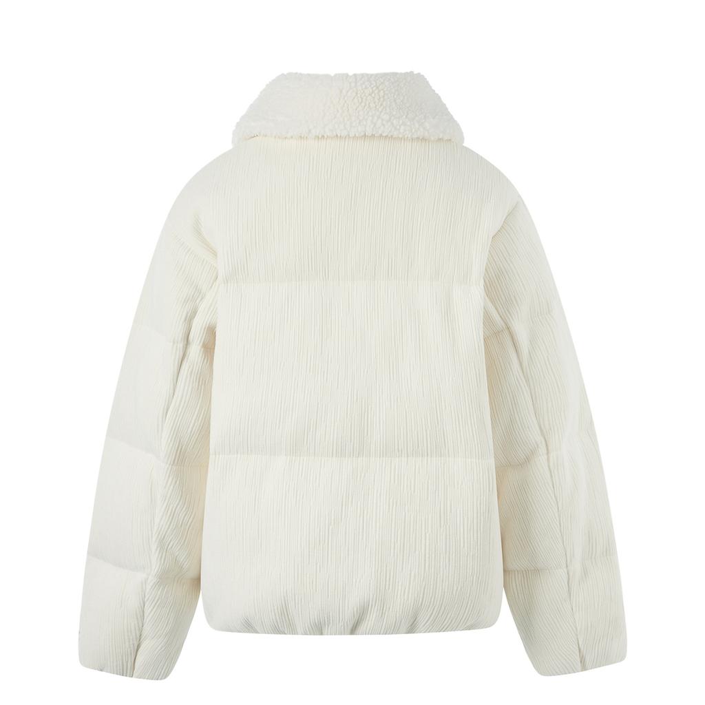 Li Ning Comfortable Casual Short Simple Down Jacket Women Jacket Off-White AYMU034-4
