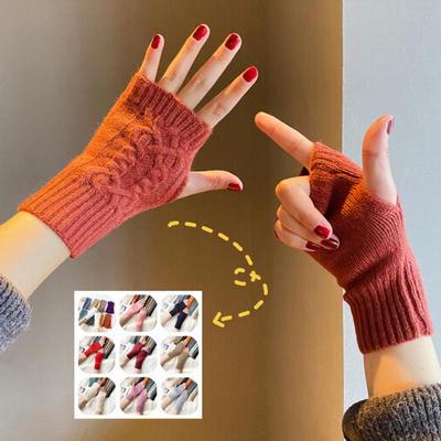 Damen Winter Fingerlose Gestrickte Wollhandschuhe - Warme und Vielseitige Halbfinger-Handgelenkwärmer