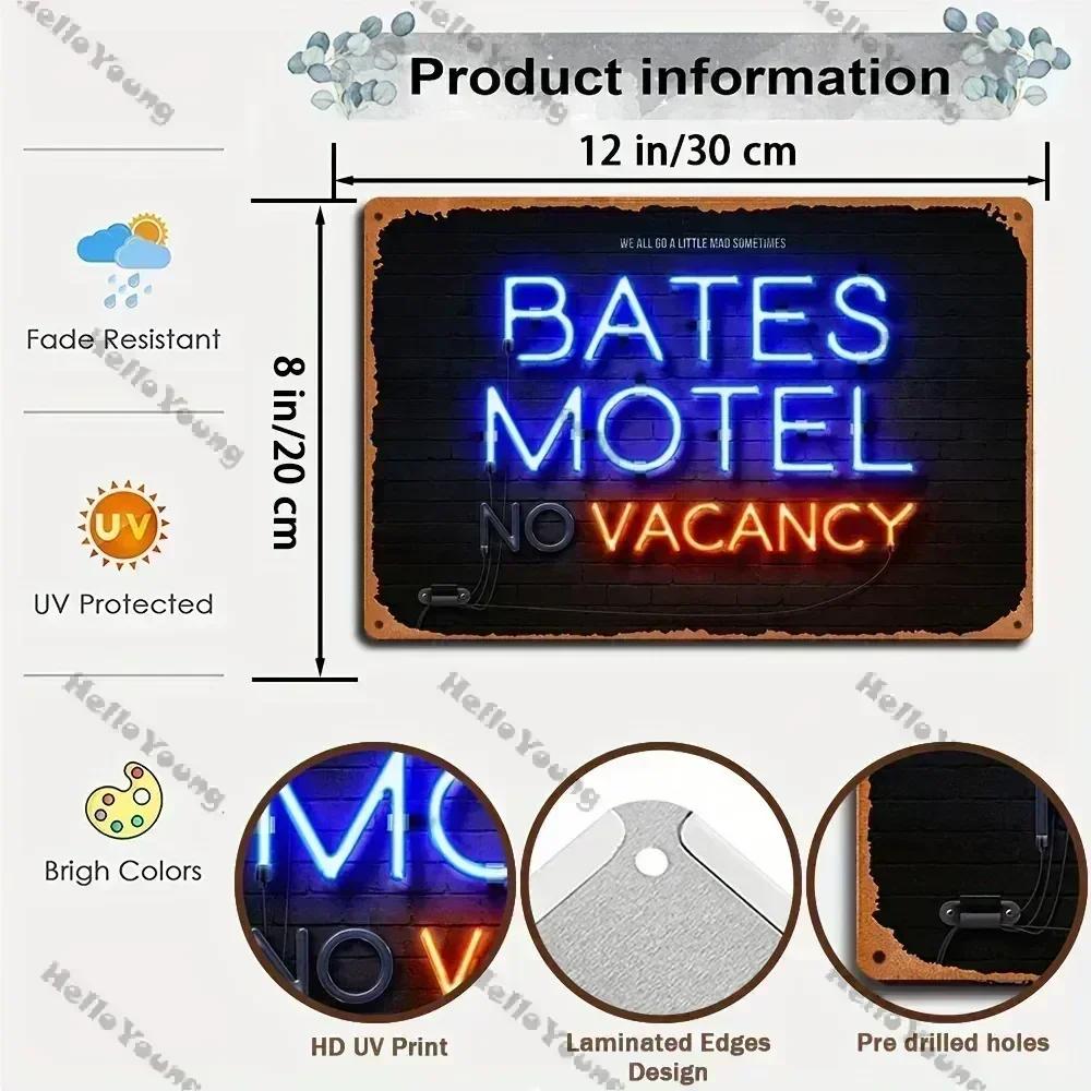 Nostalgische Bates Motel Neon Metall Wandskulptur | Halloween & Weihnachtsgeschenk Ideal für Man Cave/Keller/Bar/Taverne