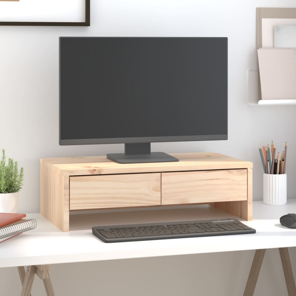 Monitor Stand 50 X 27 X 15 Cm Solid Pine Wood