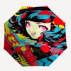 1pc Pop Art Girl Outdoor Umbrella - Automatic Opening/Closing, Portable 3-Fold Design, 8-Bone Iron Frame, Festival Gift for Fans, Travelers, Dail