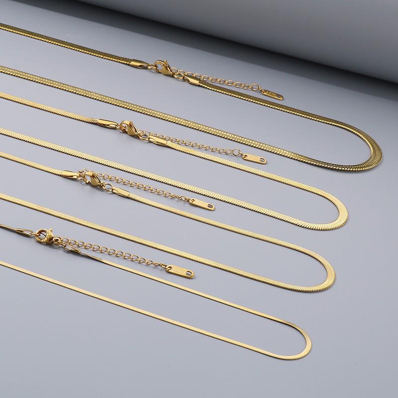 Stainless Steel Snake Chain Bracelet & Necklace for Men and Women - Electroplated Blade Design