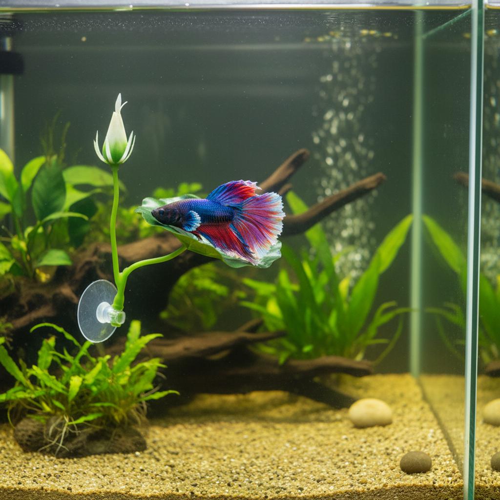 Artificial Lotus Leaf Bettas Fish Resting Bed for Aquarium Decoration with Natural Look