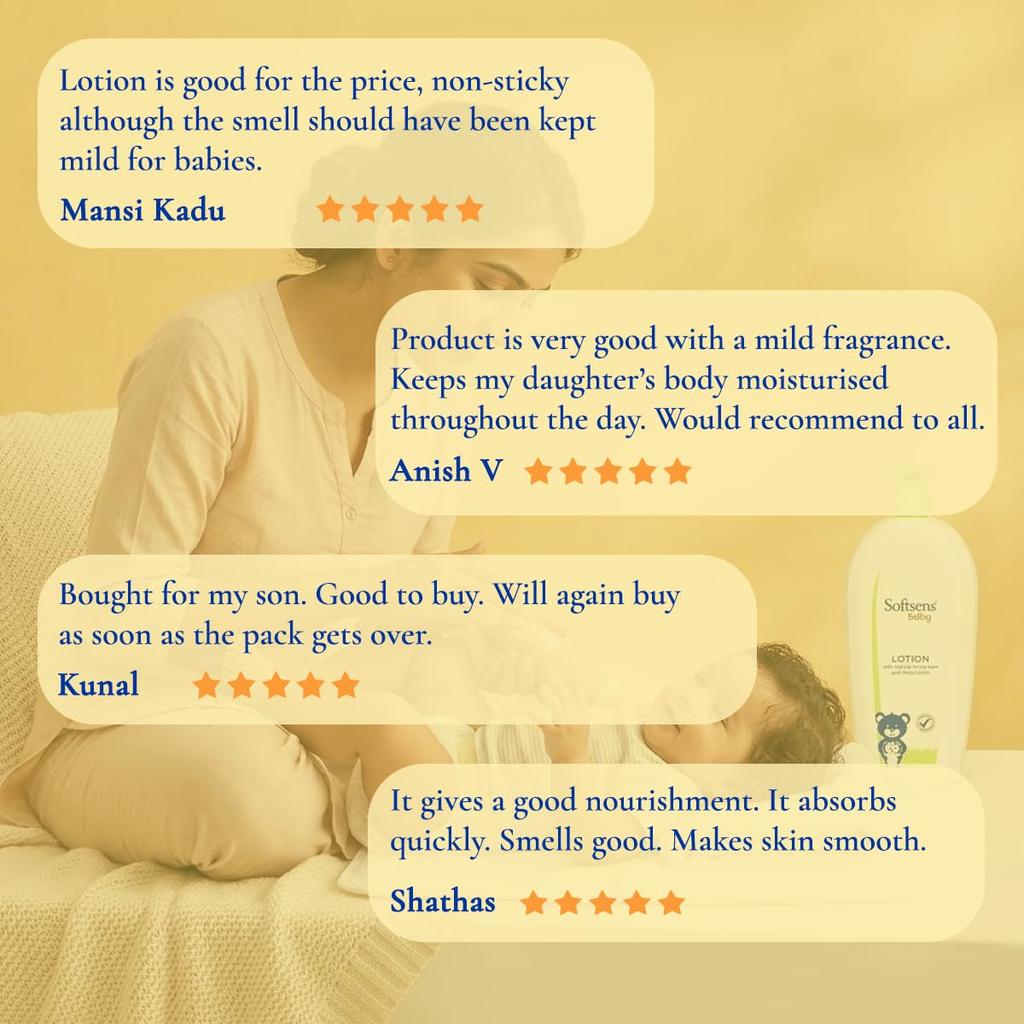 Softsens Baby Lotion 400ml Pack of 2 Moisturizing Shea Butter Milk Cream Formula Kids Body Care Everyday Hydration