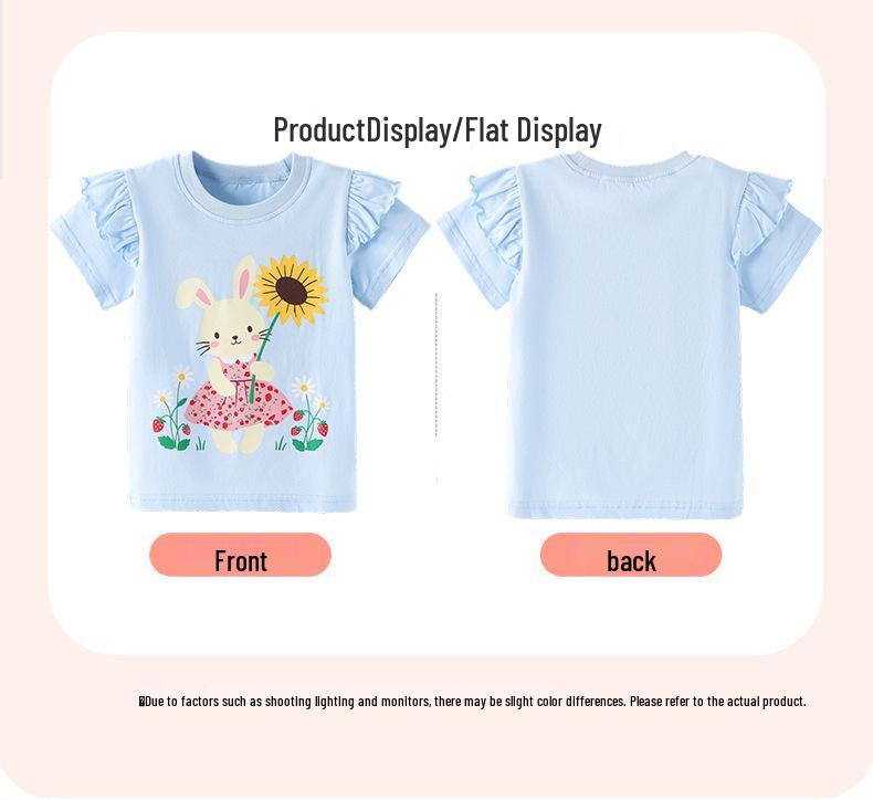 2026 Summer Girls' Floral Print Short-Sleeve Round-Neck T-shirt - European & American Style