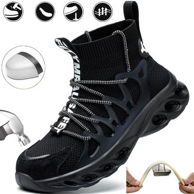Men's Safety Shoes Anti-impact Padded Toe Breathable Mesh Lightweight Work Boots for Outdoor Factory Men's Safety Boot