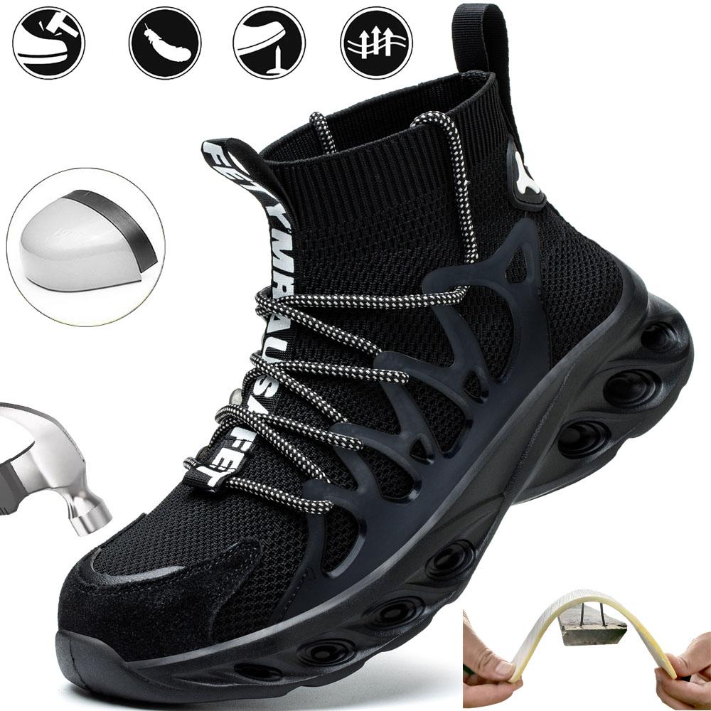 Men's Safety Shoes Anti-impact Padded Toe Breathable Mesh Lightweight Work Boots for Outdoor Factory Men's Safety Boot