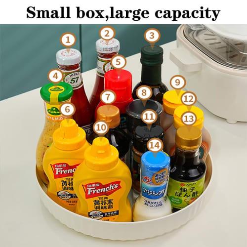 PopoluFaya Rotating Spice Rack, 360 Rotating Spice Rack, Round Spice Storage Shelf, Space-Saving Tray, Suitable for Kitchen Storage, Refrigerators, D