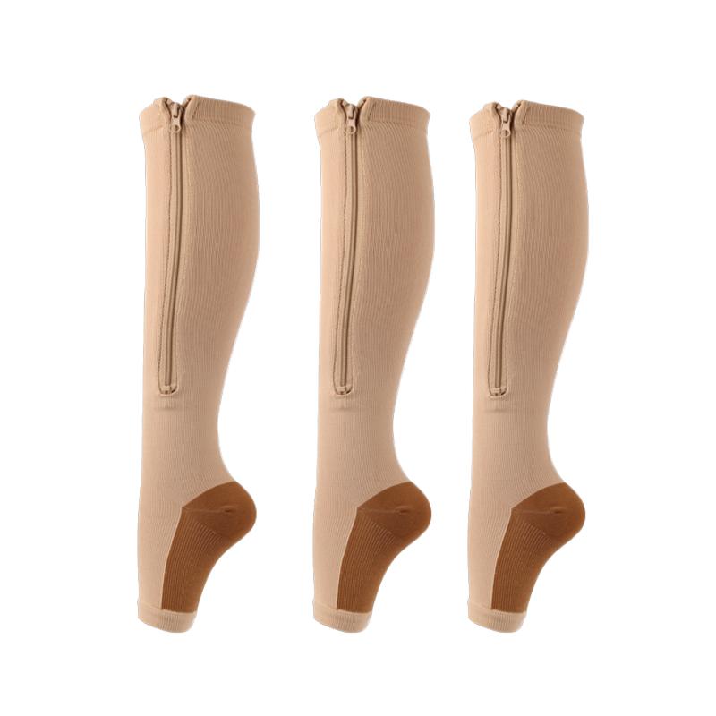 3 Par Kompressionsstrumpor Herr Damer Löpning Fitness Cyklar Fottäckning Brun Sportstrumpor Åderbråck Diabetes Graviditetsstrumpor