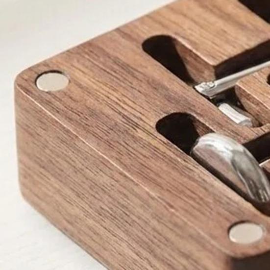 Walnut Cufflink Box, Solid Wood Magnetic Closure Storage Case for Men, Small Jewelry Organizer for Rings Necklace, Gift Box for Men