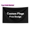 Maßgeschneiderte bedruckte Polyesterflagge, kostenloses Design, Außenwerbebanner, Party-, Weihnachts-, Thanksgiving-Dekoration, 4 Ösen