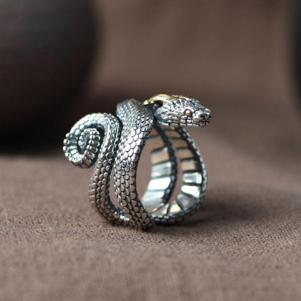 Retro style python ring, niche men's open-end ring, adjustable ring