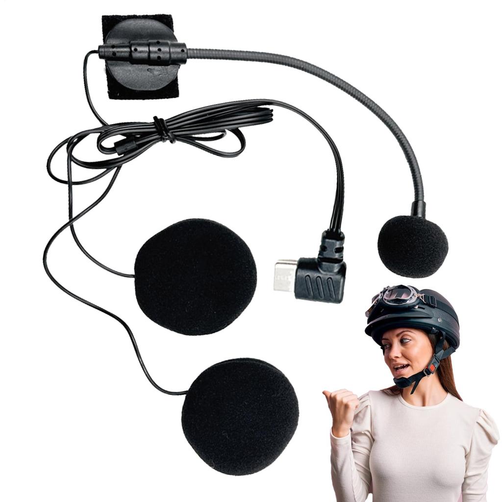 Motorcycle Helmet Speaker | Motorcycle Headphones | Waterproof Type-C Connection, Noise Reducing Microphone for Streaming Studio Video