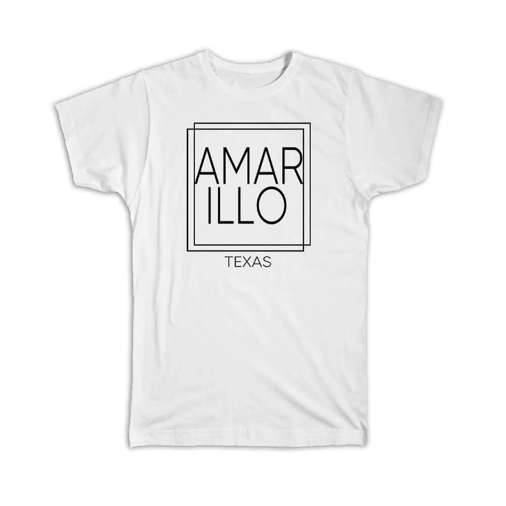 Gift T-Shirt : AMARILLO Texas Square Modern Minimalist Font L