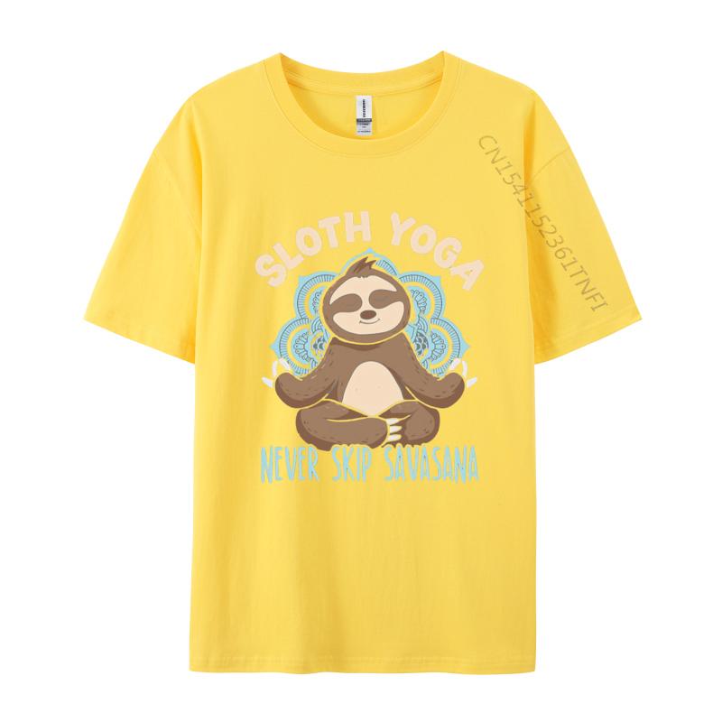 Sloth Yoga Never Skip Savasana Fitnes Tshirts Men Cotton Printing TShirt Fashion Tshirt Gothic Animes