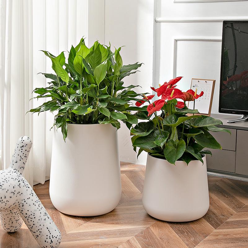 Nordic Creative Self-Watering Large Round Rattan Style Indoor Flower Pot for Green Plants