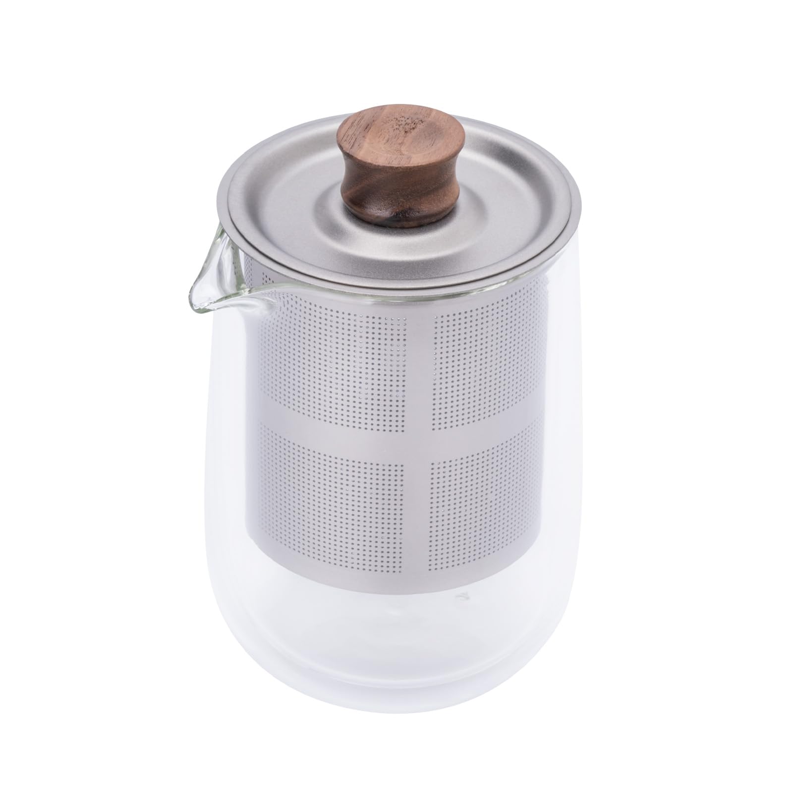 

iBasingo 250ml Heat-Resistant Glass Teapot with Double Wall and Titanium Strainer, Shatter-Resistant, Perfect for Black and Green Tea, Includes