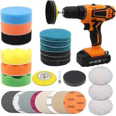 41 Pcs 3 Inch Car Headlight Restoration Kit ,Sanding Discs with Backing Pad, Scouring Pads, Wool Buffing Sponge Polishing Pads