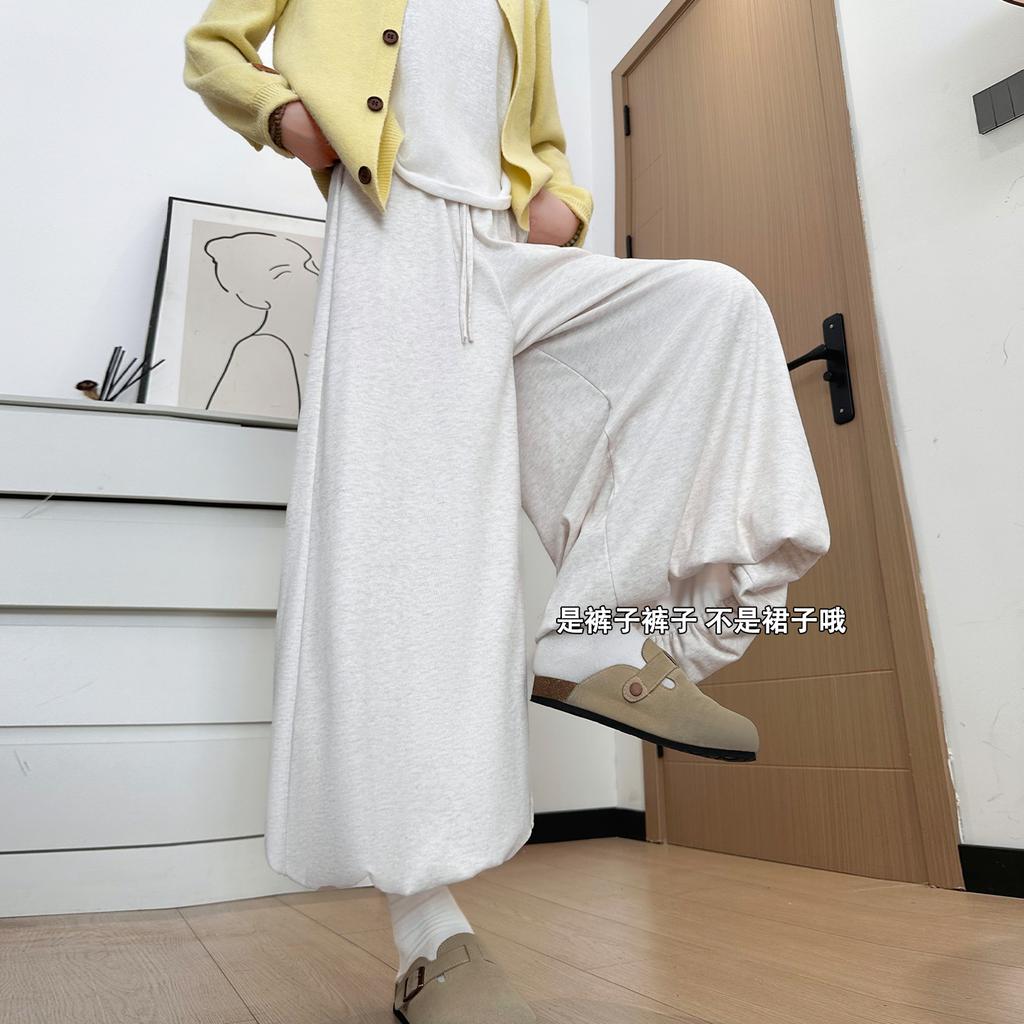 White bud culottes women's new autumn small glutinous rice wide-leg pants high-waisted puffy skirt