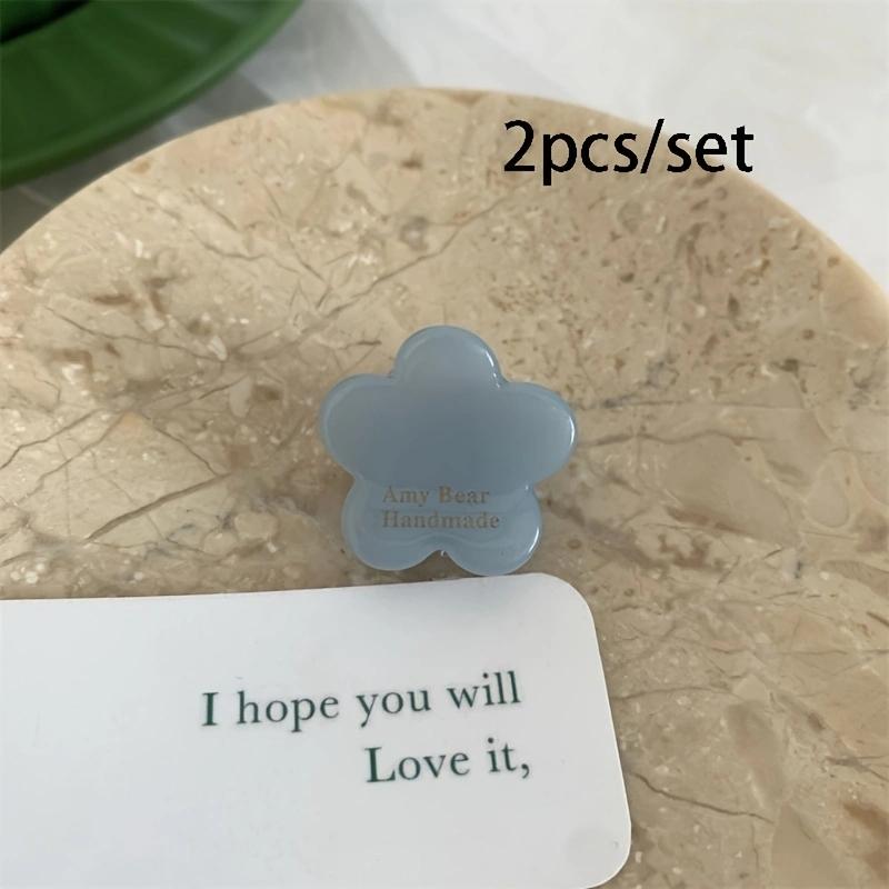 2pcs/set Cute Mini Acetate Heart Flower Geometric Hair Claw Plain Color Small Shark Clip Side Pins Women Hair Accessories
