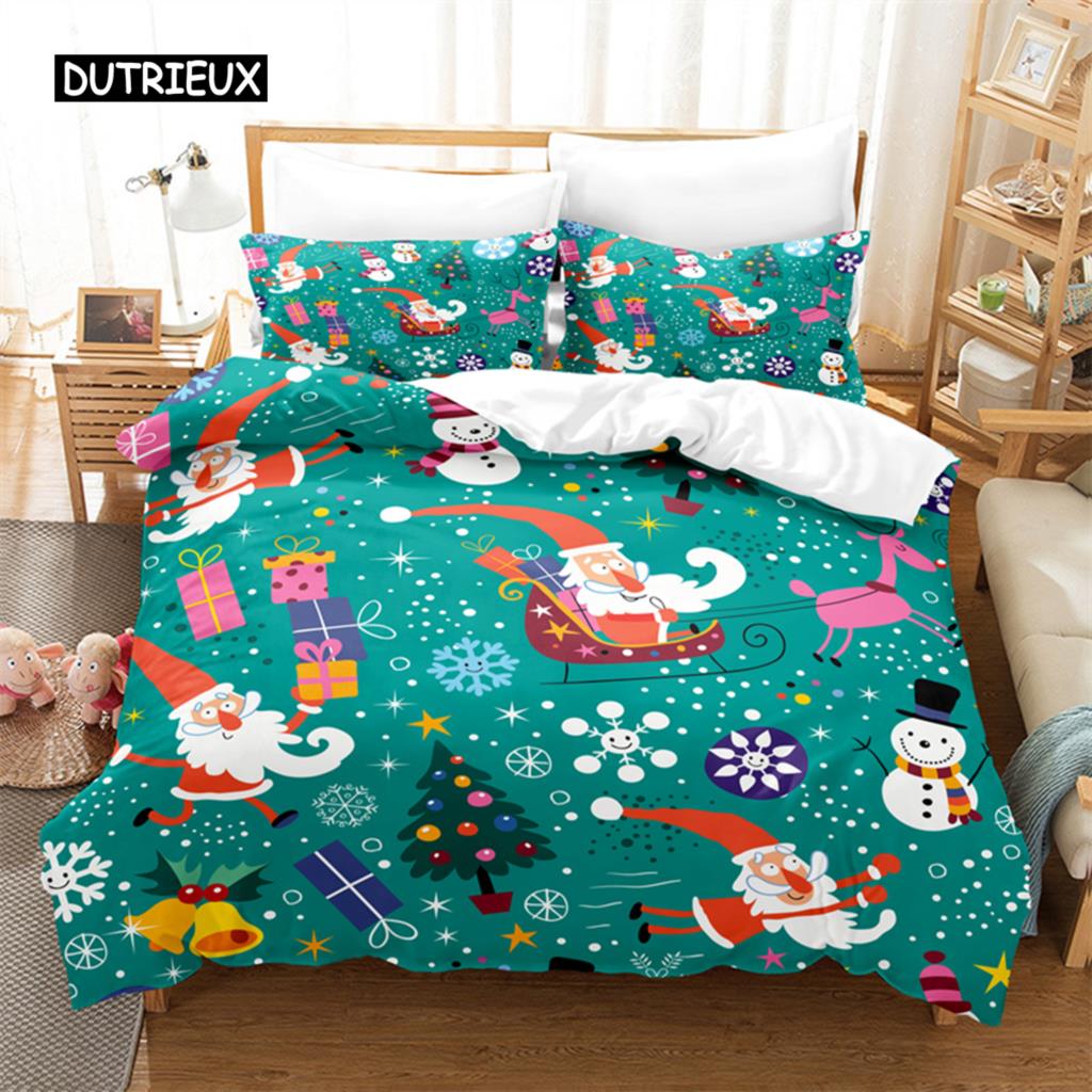 Cartoon Santa Claus Bedding Set Duvet Cover Set 3d Bedding Digital Printing Bed Linen Queen Size Bedding Set Fashion Design