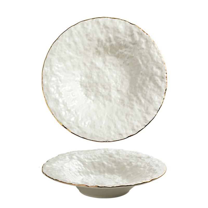 Vit Keramisk Salladstallrik Restaurang Matlagningsfat Middag Dessert Bifftallrik Nordiskt Hem Kreativ Ris Skål Köksredskap