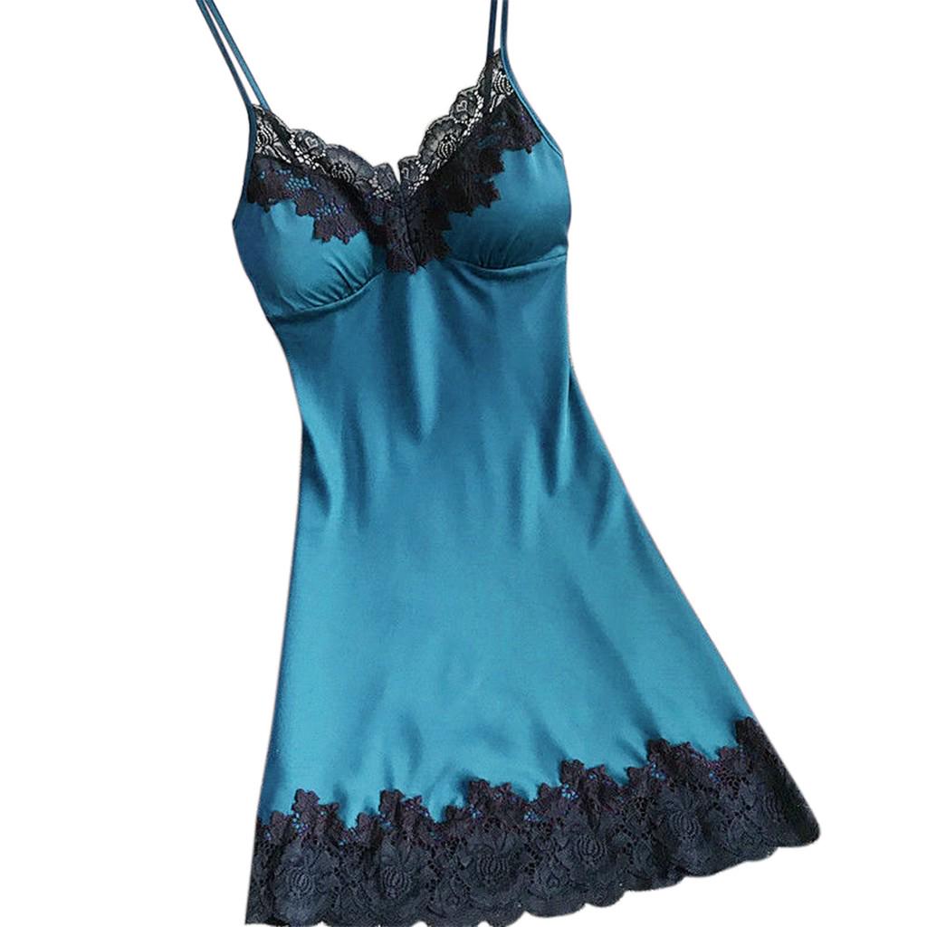 Satin Sleepwear Women Ladies Nightwear Nightdress Sexy Lingerie