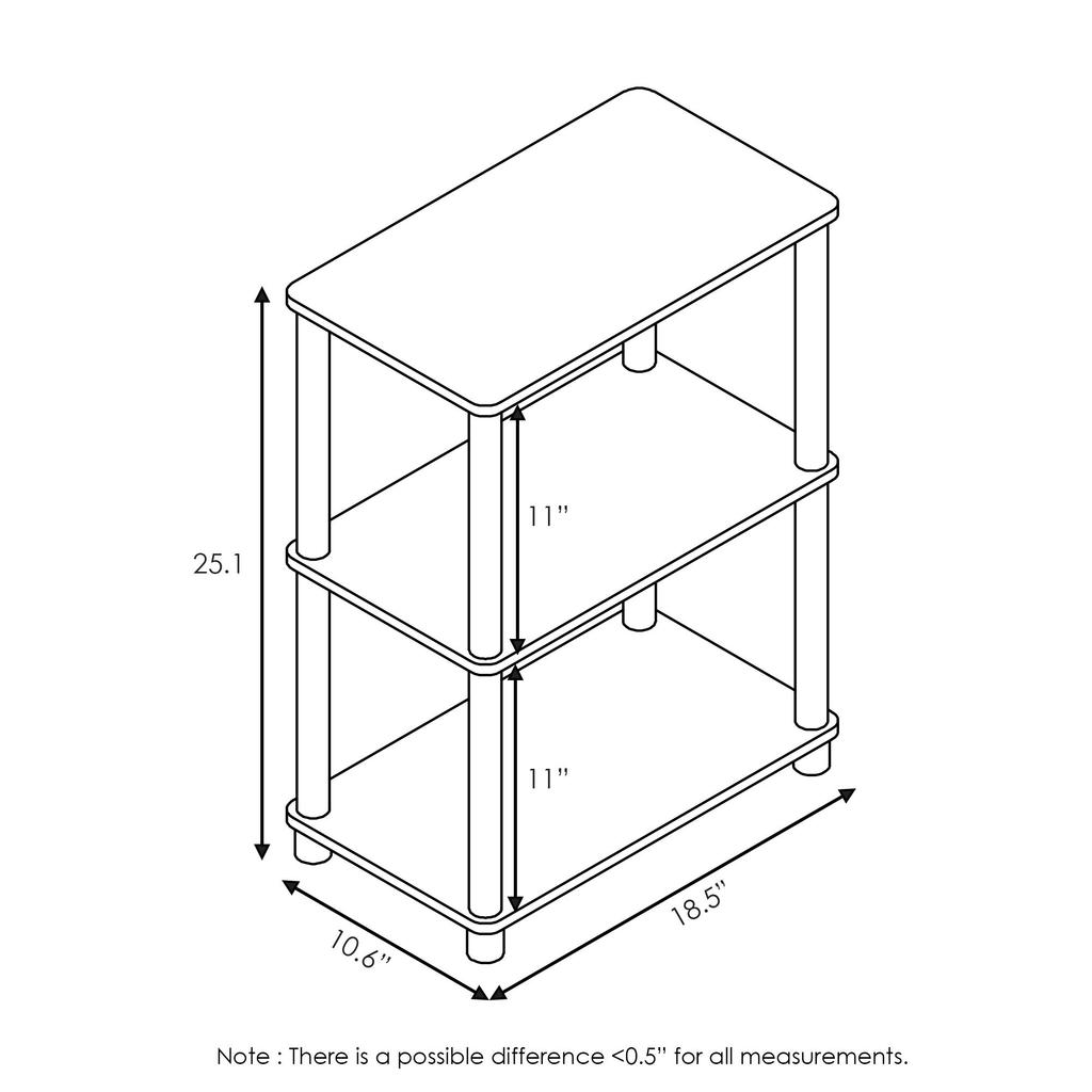 Furinno 3-Tier Narrow Open Shelf, French Oak Gray/Black, No Tools Required [Officially Imported from Japan] 18061GYW/BK